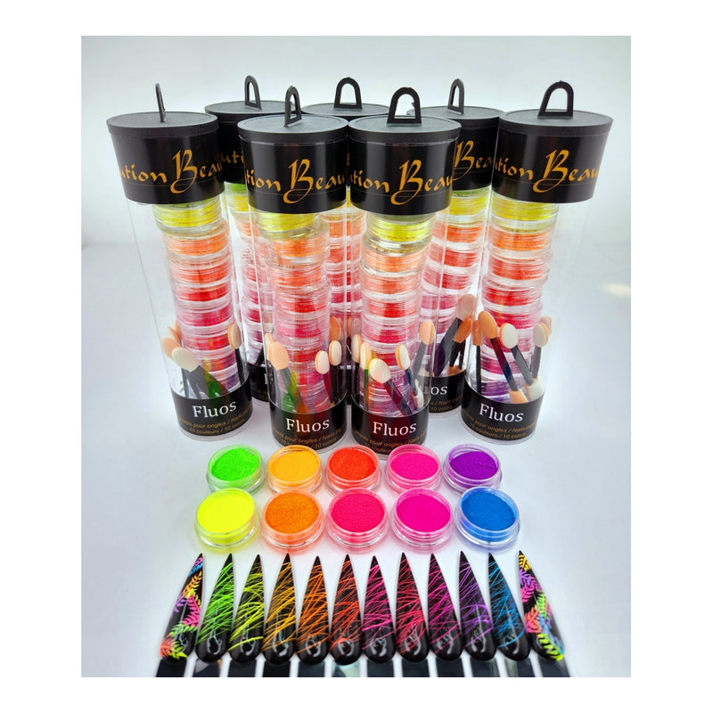 Ensemble 10 pigments (Collection Fluorescents) avec bâtons
