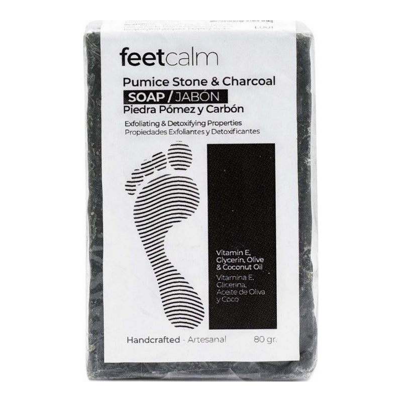 Savon au charcoal exfoliant pierre ponce Feetcalm 80 g