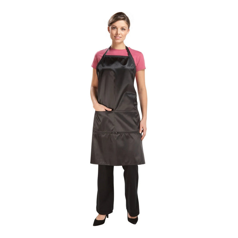 Polysatin apron with pocket