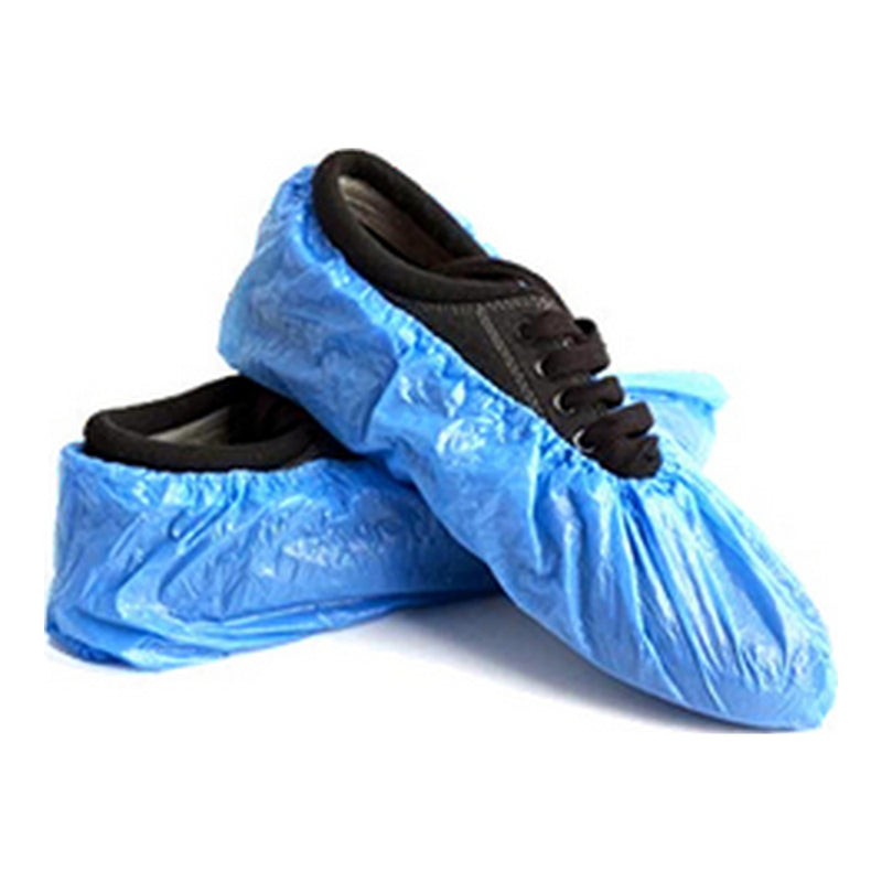 Blue plastic shoe covers - 100/box