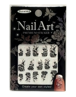 Nail Appliques - Black Corner Flowers